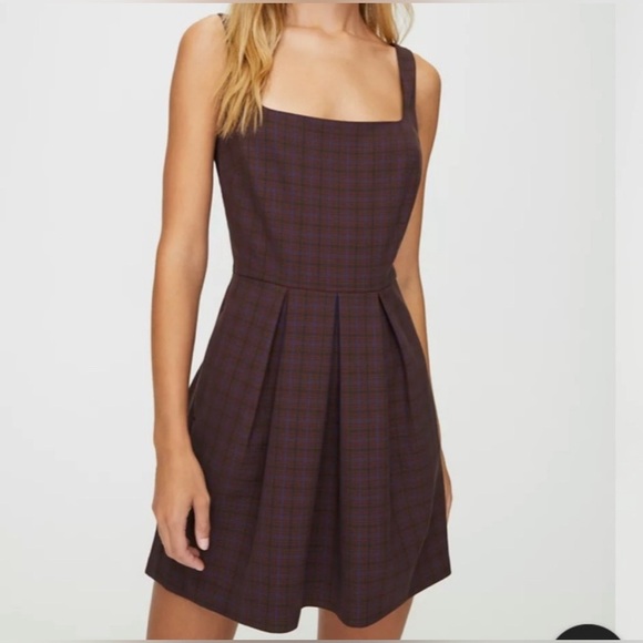 Sunday Best | Aritzia | Tasha | Reddish Brown/Blue Plaid | Mini Dress | Size 2 - Picture 1 of 16
